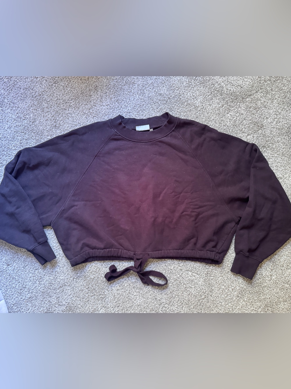Weekday Cropped Hoodie with Tie Waist Black